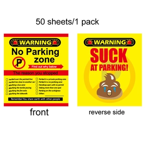 50-pack of bright yellow bad parking cards with detailed multi-reason violation checkboxes