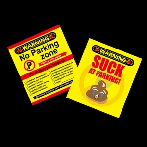 50-pack yellow bad parking cards with multiple reason checklists and warning signs