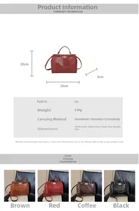 Detailed size chart and multi-color options for the crocodile pattern faux leather handbag