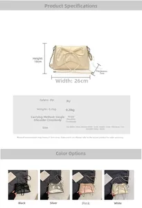 Detailed size chart and specifications for the ballet style PU leather crossbody bag