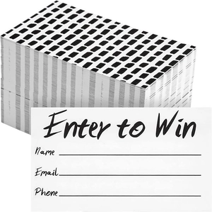 Detailed view of Enter to Win raffle tickets with fields for name, email, and phone info