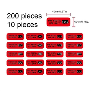 Détail des étiquettes d'avertissement rouges de 40x15mm pour usage rectal uniquement