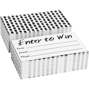 50 pack Enter to Win raffle tickets with contact fields and black geometric design