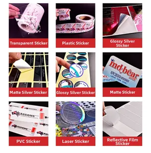 Macro detail of various self-adhesive materials including laser, PVC and metallic textures