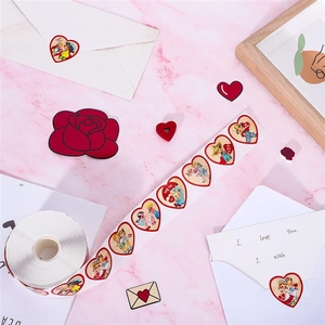 500pcs retro heart stickers for Valentine's Day gift decor with classic love patterns