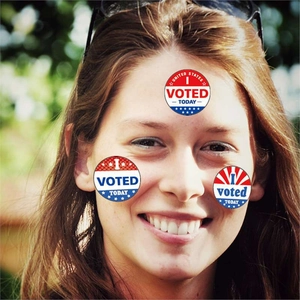 Stickers électoraux USA I Voted Today avec motifs patriotiques drapeau rouge blanc bleu