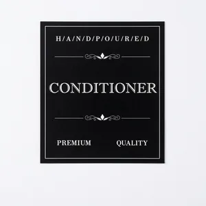 Schwarze Conditioner-Flaschenaufkleber mit weißem Text, 5 Stück zur Flaschenbeschriftung