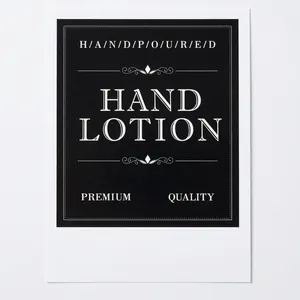 Schwarze minimalistische Handlotion-Etiketten, wasserfest, 5er-Set für Spenderflaschen