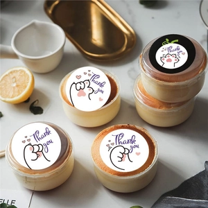Cartoon Thank You stickers for student rewards on transparent pudding gift boxes