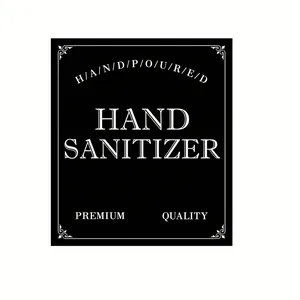 Schwarzer wasserfester Aufkleber für Händedesinfektionsmittel im minimalistischen Design