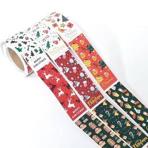 Merry Christmas Stickers Roll Decorative Self Adhesive Gift Wrapping Sealing Labels For Holiday Present Packaging Decoration