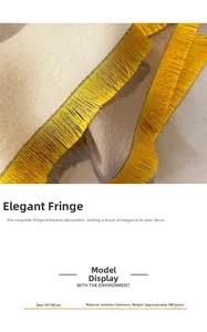 Detail of soft imitation cashmere scarf with bright yellow tassels, size 65x185cm, 380g