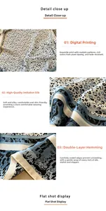 Nahaufnahme des Leopardenmusters mit Digitaldruck und hochwertiger Doppelsaum-Verarbeitung