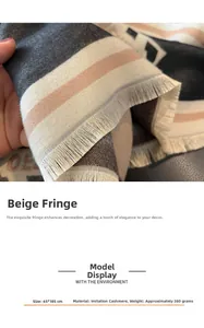 Détails de la texture imitation cachemire avec franges élégantes et rayures du châle