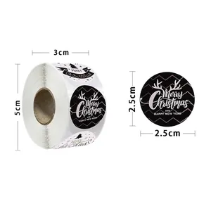 Christmas Merry Christmas roll stickers featuring reindeer antlers and 500 labels per roll