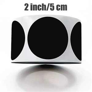 Rouleau d'autocollants ronds noirs en PVC de 5 cm pour étiquetage et décoration