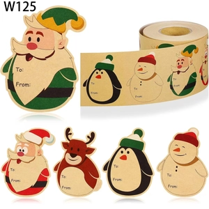 Christmas Gift Labels Kraft Paper Stickers To From Name Tags For Holiday Gift Wrapping Decoration Santa Penguin Designs