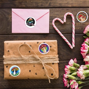 Creative mushroom decorative stickers for gift boxes and envelope sealing and crafts