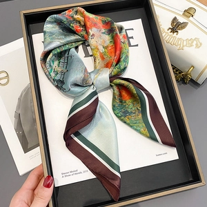 Reinem MaulbeerSatin Quadratischer Schal Impressionistische Ölgemälde Kunst Floral Bedruckt Dekorativ Für Mode Frauen