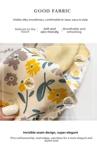 Détail d'un foulard floral en soie avec coutures fines et texture douce respirante