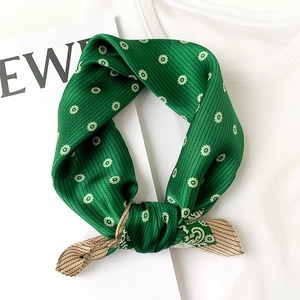 Mulberry Satin Square Scarf Women Daisy Paisley Print Elegant Professional Office Hair Head Neck Accessories