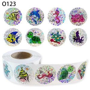 Roll of 500 laser holographic sea creature stickers for reward charts and decoration