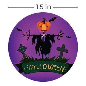 500pcs Halloween pumpkin scarecrow stickers with 1.5-inch diameter on white background
