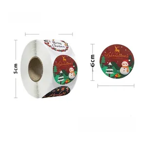 Detail view of 2.5cm Christmas roll stickers with Santa and elk patterns, 500 labels per roll