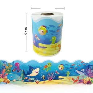 Detail of 6cm x 18m ocean life bulletin board border roll with colorful sea animals