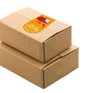 Autocollants de Noël sur boîte cadeau en kraft avec design du Père Noël et vœux