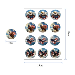 Patriotic USA Independence Day Stickers American Bald Eagle USA Flag Round Adhesive Labels For 4th Of July Celebration Party Decor