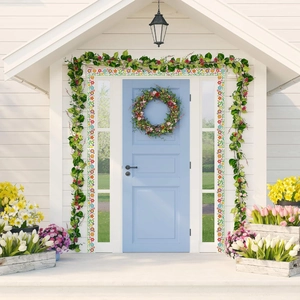 Floral spring bulletin border roll with green vine for outdoor door frame decoration
