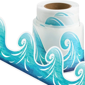 Bulletin Board Borders Ocean Wave Scalloped Border Trim Self Adhesive Paper Stickers For Classroom School Office Decor