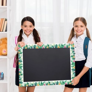 Classroom bulletin board borders with tropical palm leaves and hibiscus flowers decor