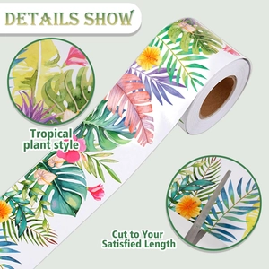 Tropical plant bulletin board border stickers roll with cuttable floral designs