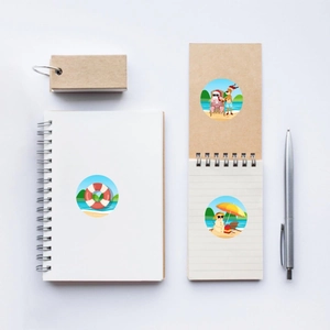 Autocollants de Noël style plage d'été sur carnets avec accessoires de papeterie