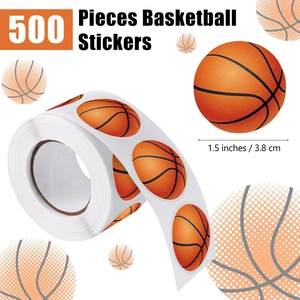 Rotolo da 500 adesivi basket diametro 1,5 pollici per decorazioni sportive e pacchetti regalo