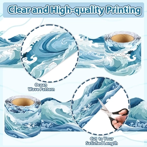 Bulletin board border with ocean wave patterns and high-quality printing for classrooms