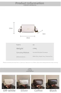 Detailed size specifications for small crossbody bag with wide jacquard shoulder strap