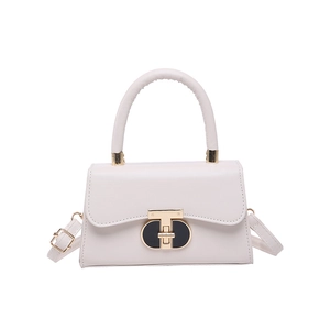 Chic cream white crossbody handbag with stylish gold lock and detachable shoulder strap