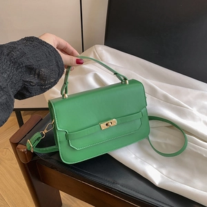 Women Crossbody Handbag PU Leather Square Bag Elegant Commuter Shoulder Bag With Golden Twist Lock Top Handle