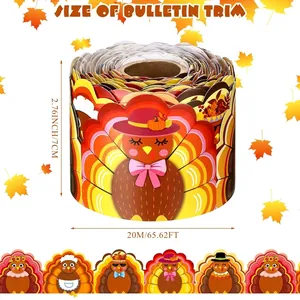 65.6ft Thanksgiving turkey bulletin board border roll for classroom decoration