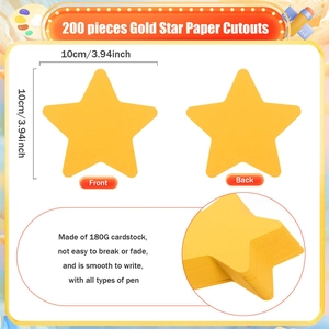 200 pezzi di stelle di carta dorata da 10 cm per decorazioni di bacheche e fai da te
