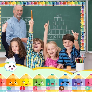 Colorful cartoon pencil bulletin board borders for classroom blackboard decoration