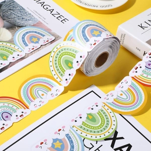 Detail of wavy rainbow cloud bulletin board border roll for classroom decoration