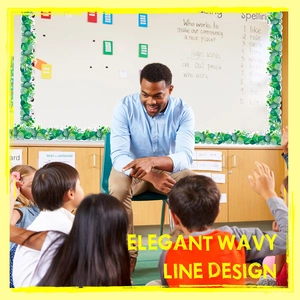 Scalloped eucalyptus leaf bulletin board borders for classroom whiteboard decoration