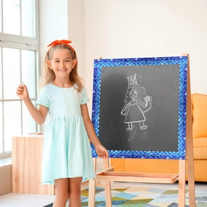 Blue scalloped bulletin board border with fish scale pattern for classroom wall decoration