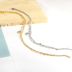 Double-layered stainless steel butterfly anklet with rhinestones in gold and silver finish