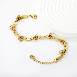 Minimalist 18k gold plated stainless steel link chain bracelet with lobster clasp