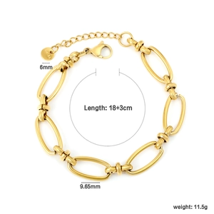 Gold stainless steel oval link chain bracelet with lobster clasp and adjustable length